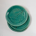Glazed Ceramic Plate - Teal Leaf (Small)