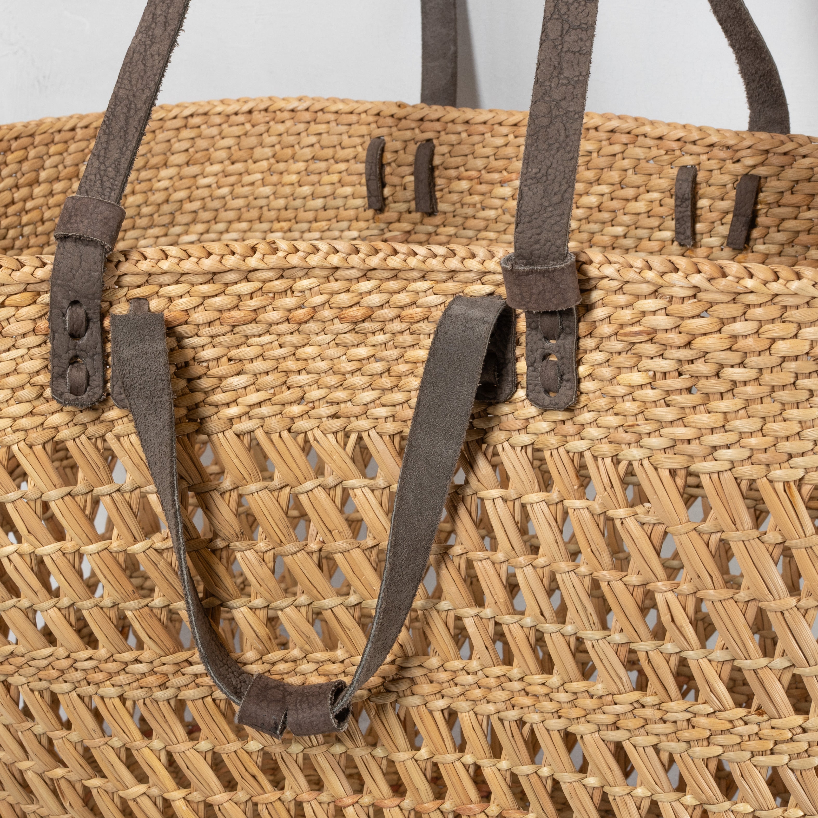 Open-Weave Tote with Leather Strap