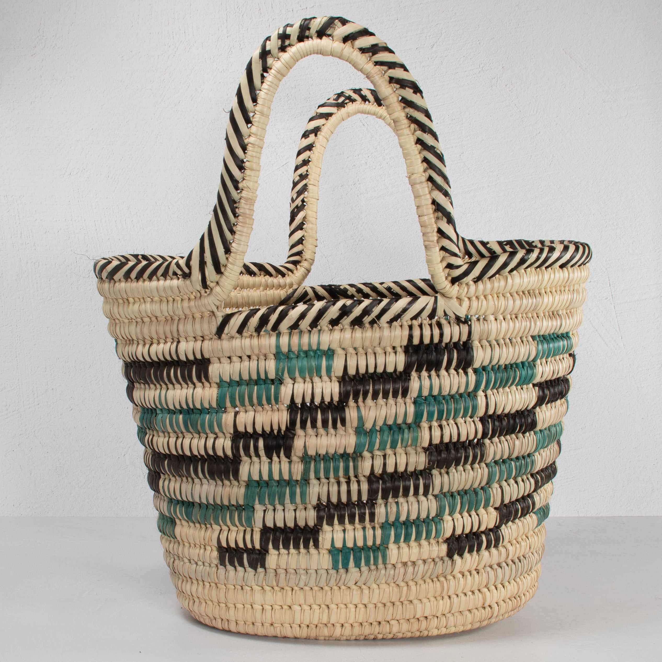Lodwar Blue & Brown Stripe Woven Tote