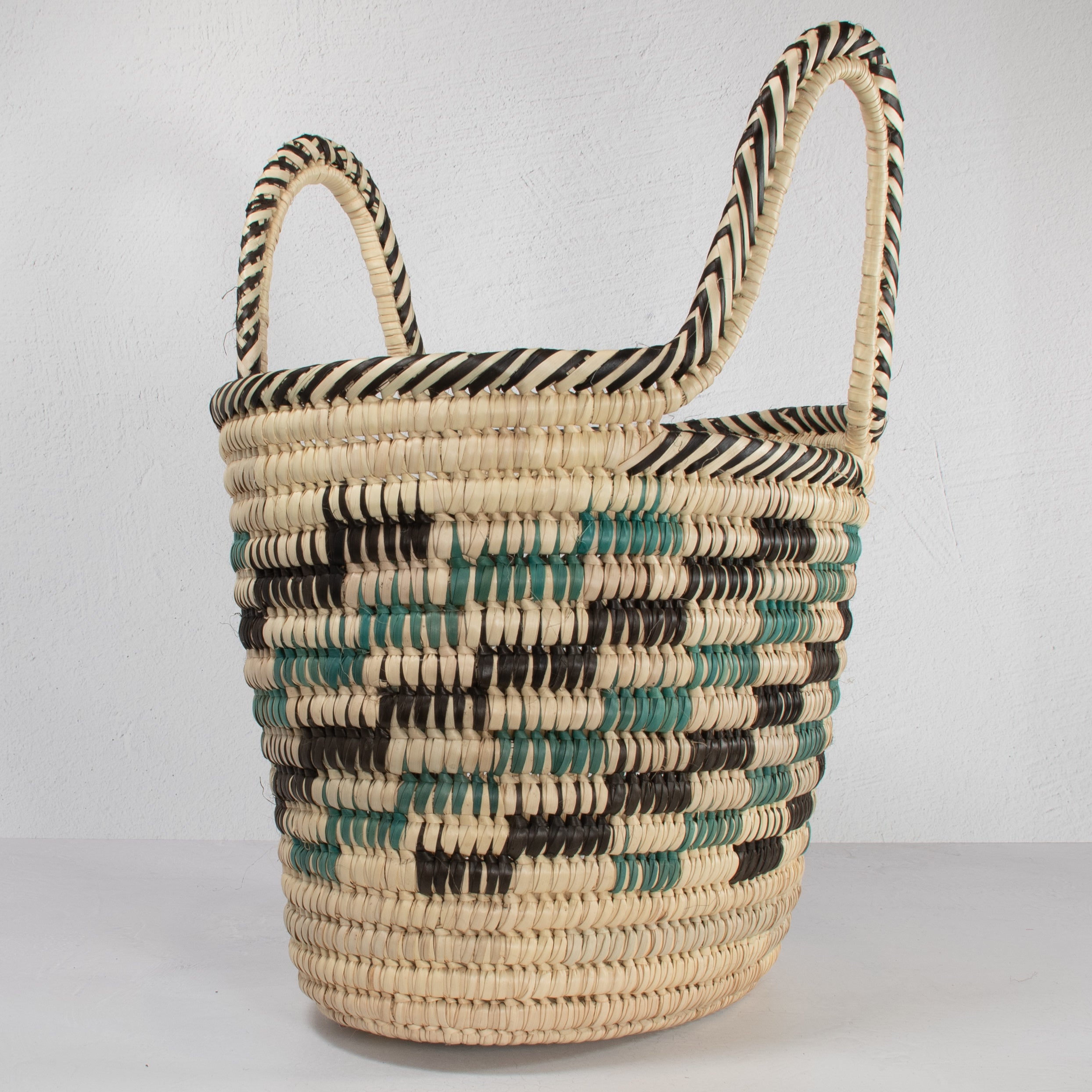 Lodwar Blue & Brown Stripe Woven Tote
