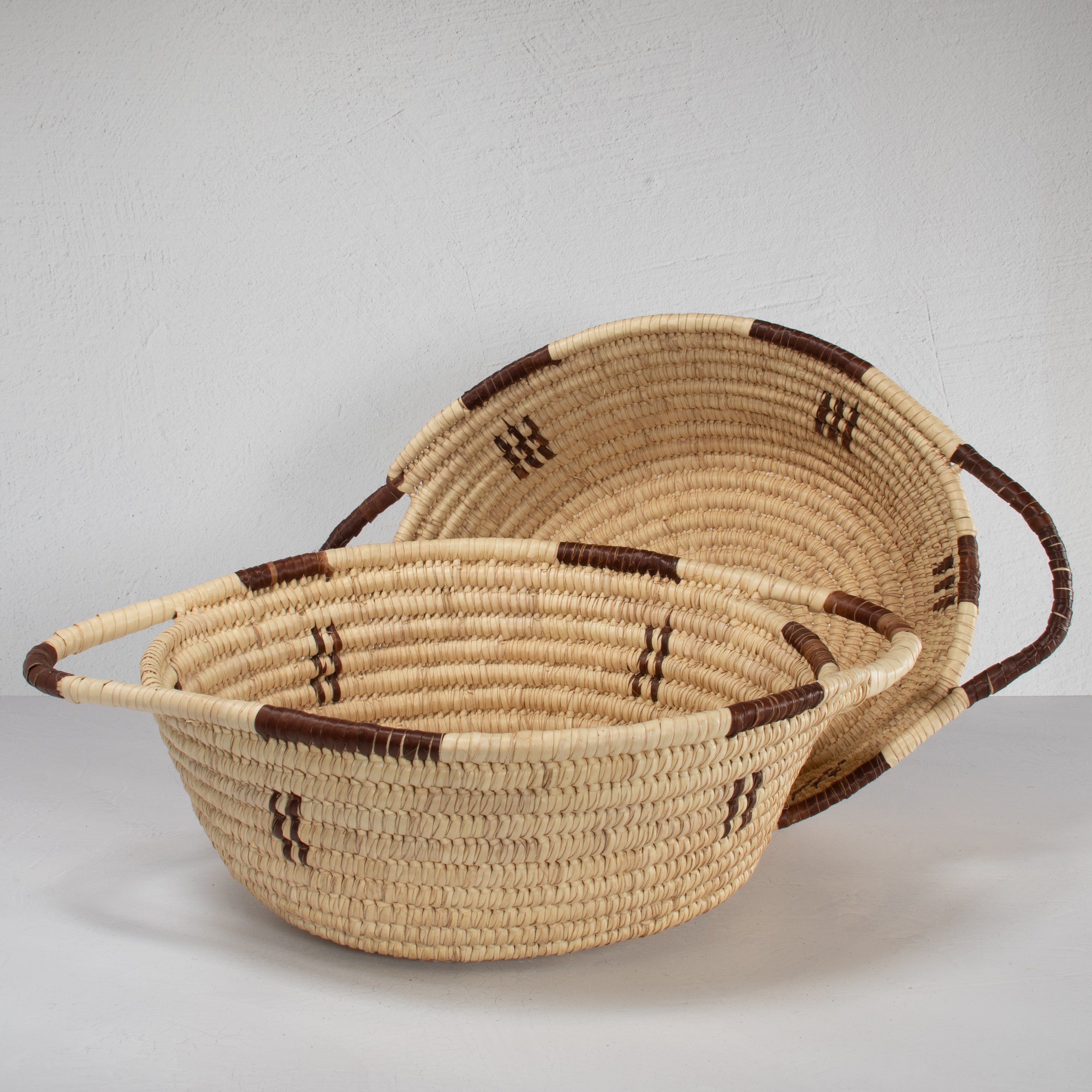Lodwar Woven Oval Basket with Handles - Natural & Brown