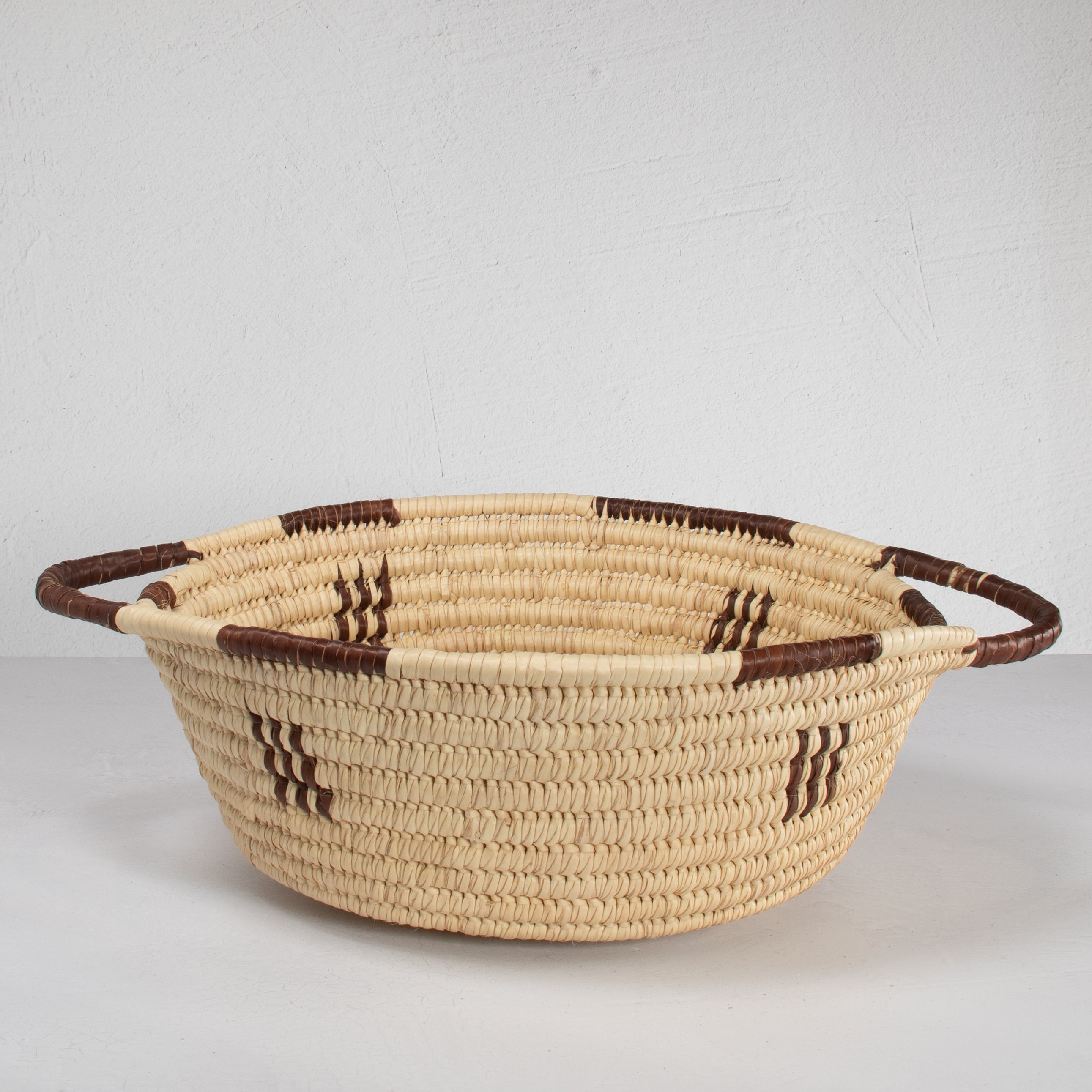 Lodwar Woven Oval Basket with Handles - Natural & Brown