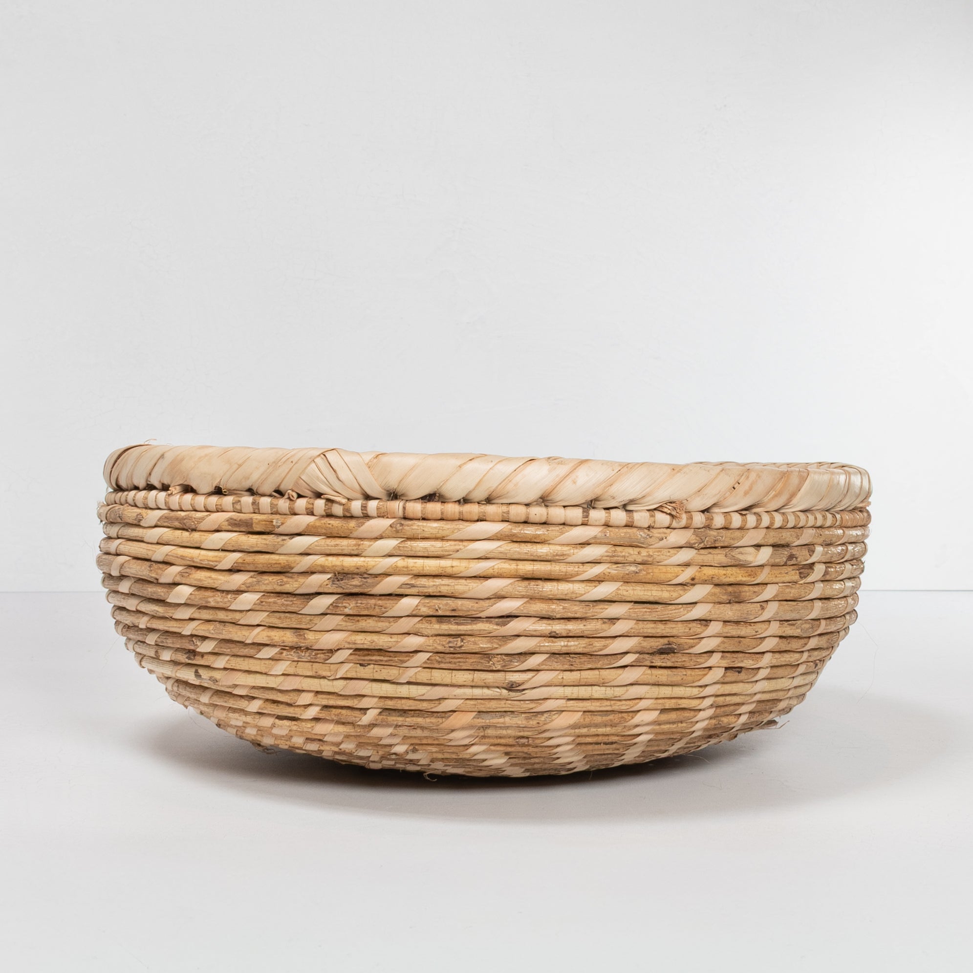 Handwoven Wicker Bowl - Spiral Weave