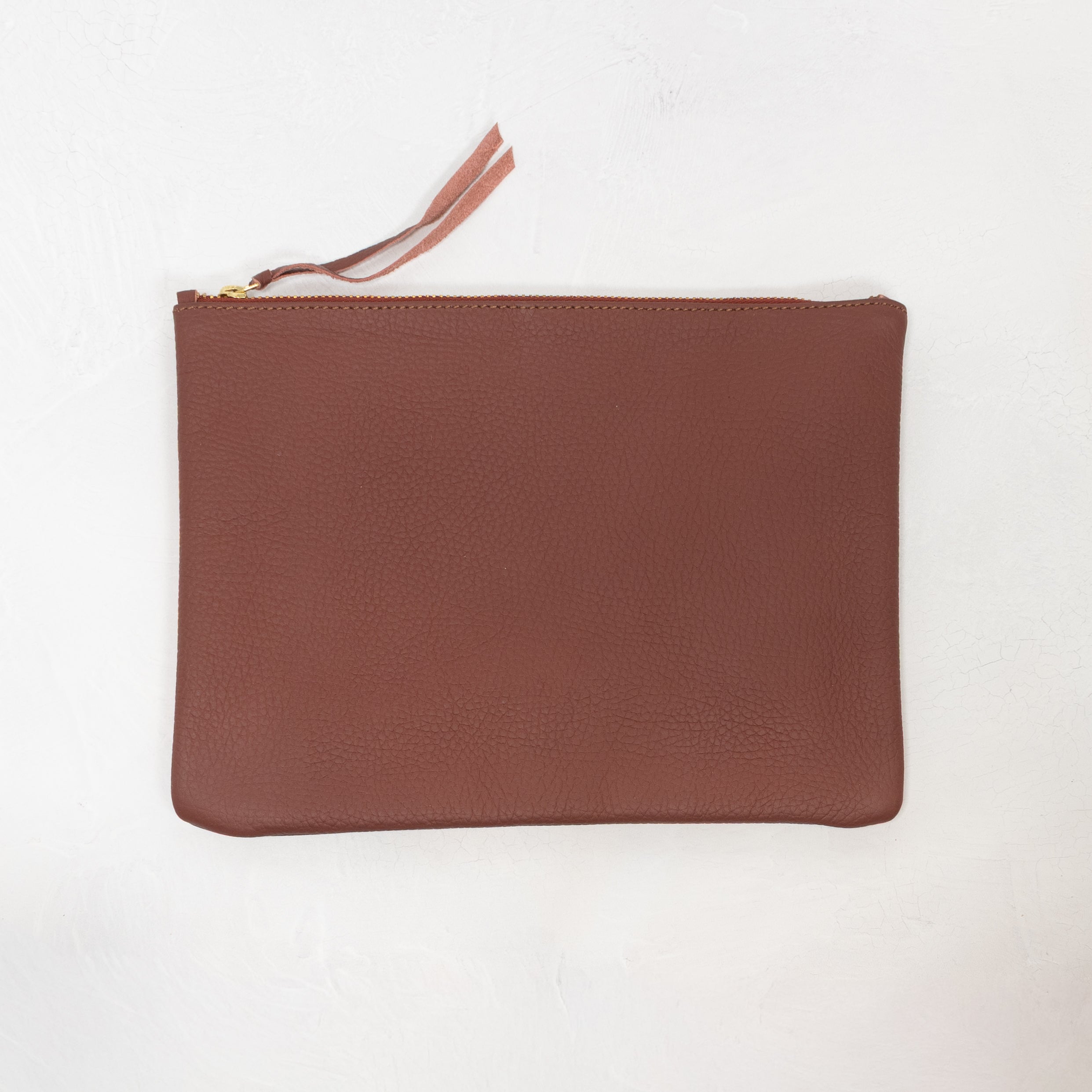 Leather Zip Pouch - Burgundy