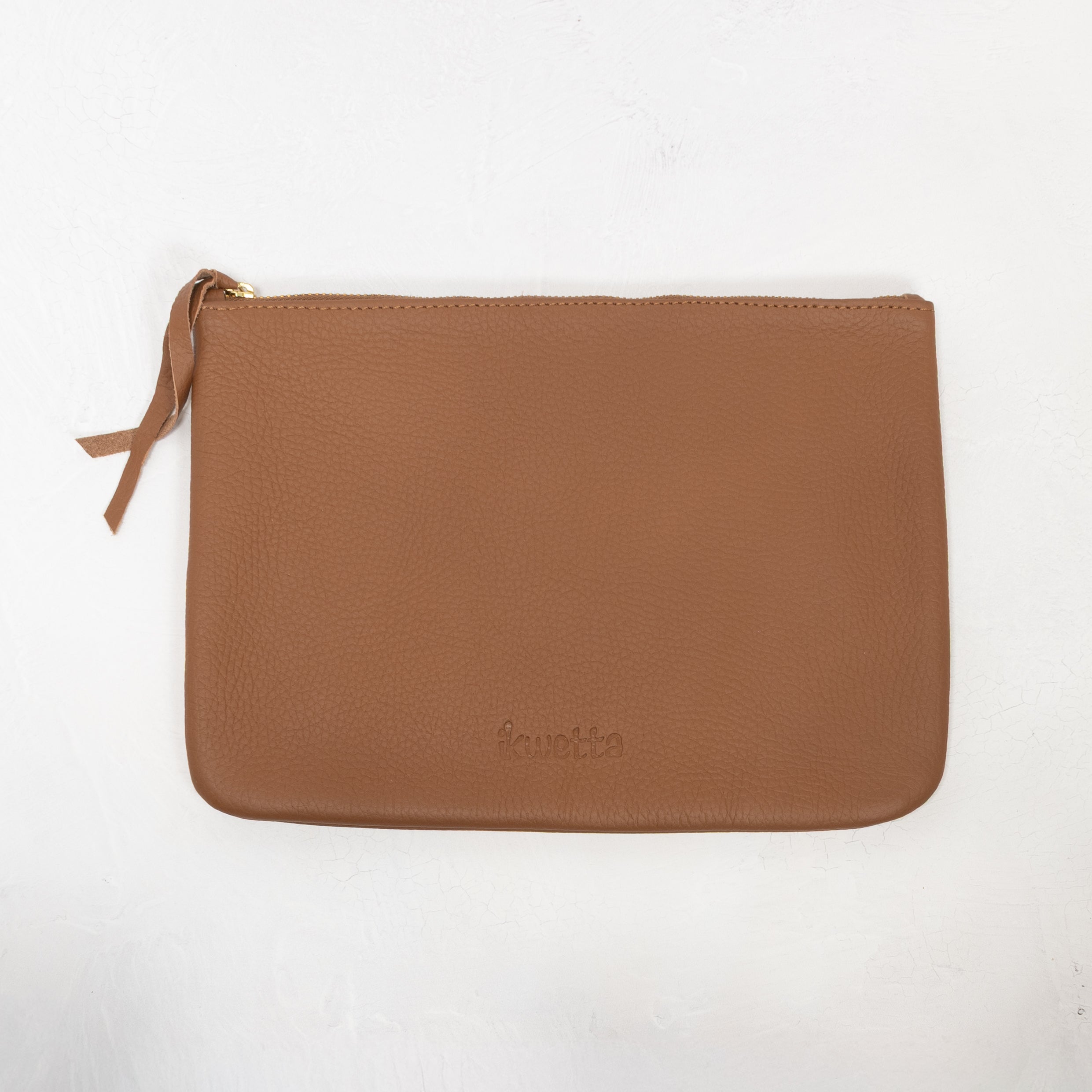 Leather Zip Pouch - Tan