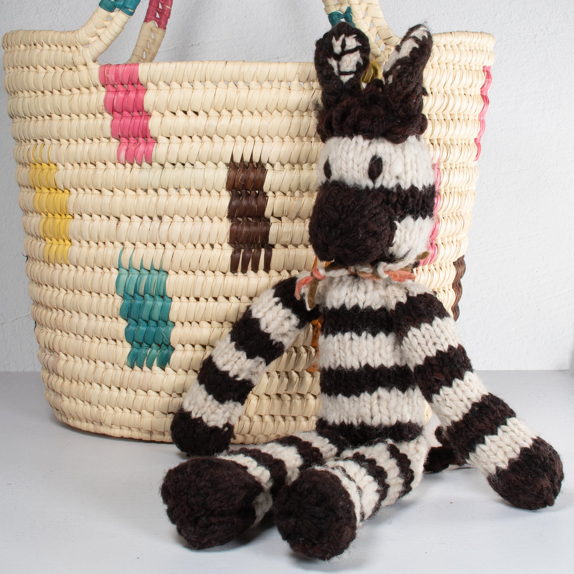 Hand-Knit Wool Zebra Soft Toy