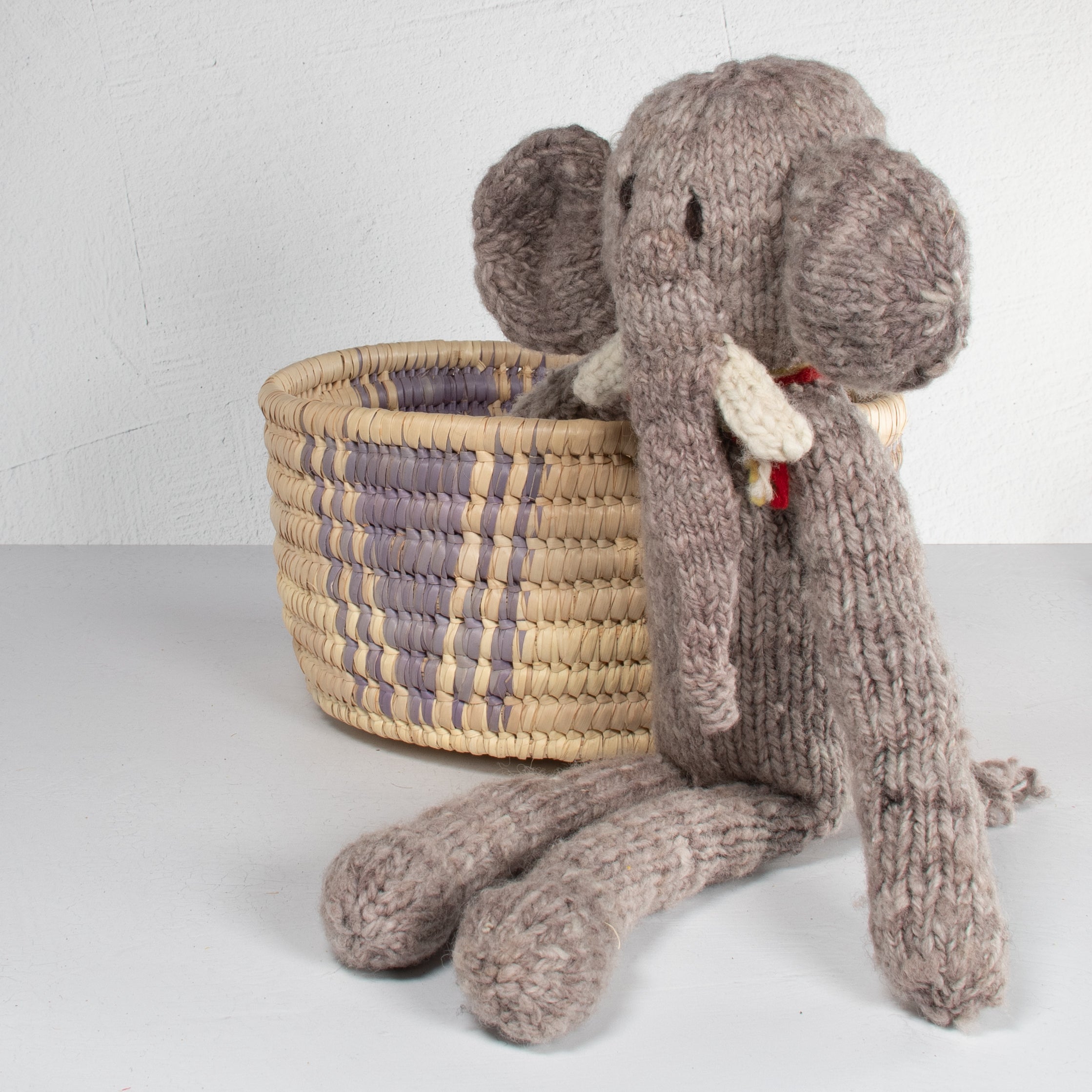 Hand-Knit Wool Elephant Soft Toy