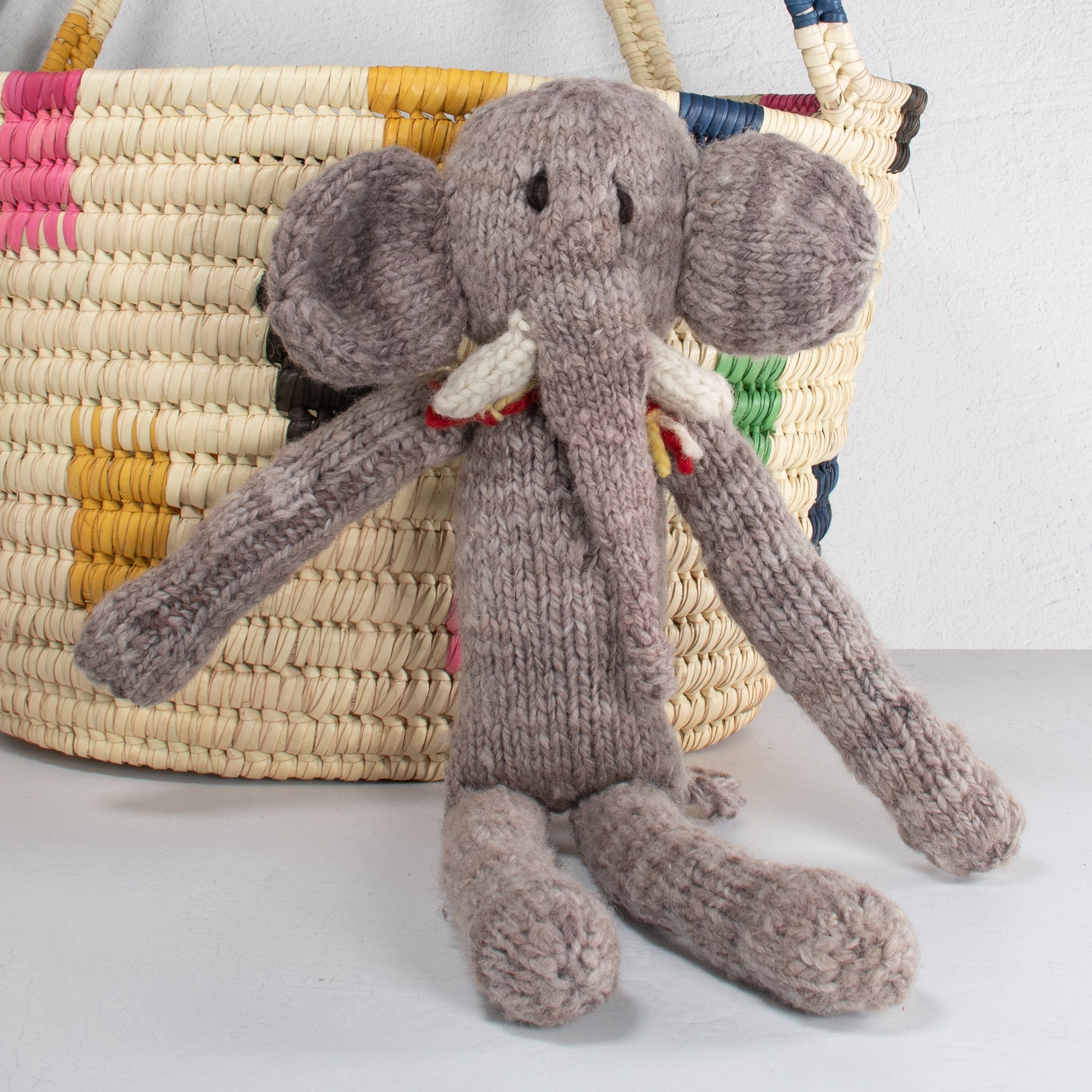 Hand-Knit Wool Elephant Soft Toy