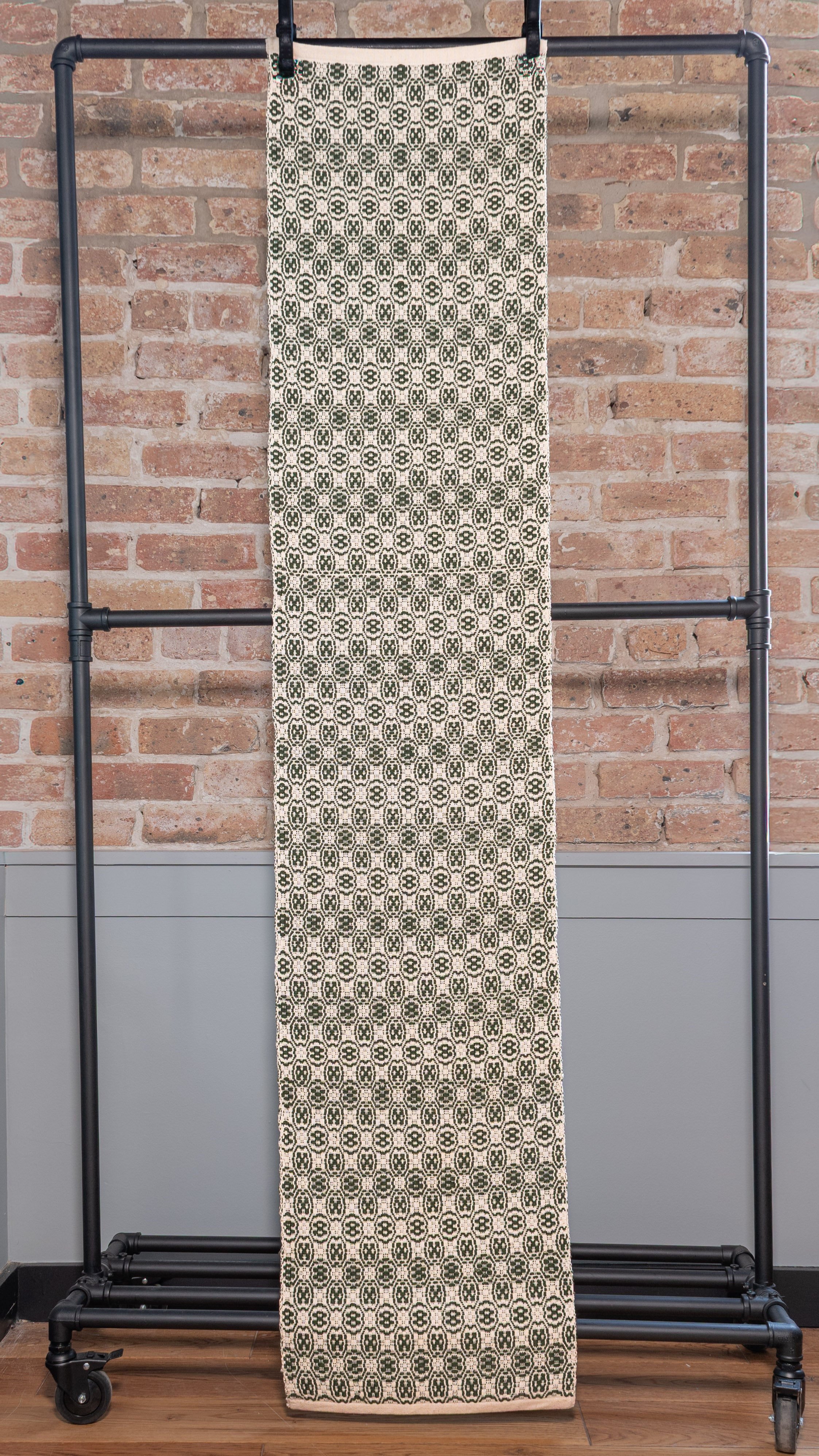 100% Cotton Table Runner - Sage Grid