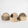 Handwoven Coaster Set - Natural & Black (Set of 6 with Basket)