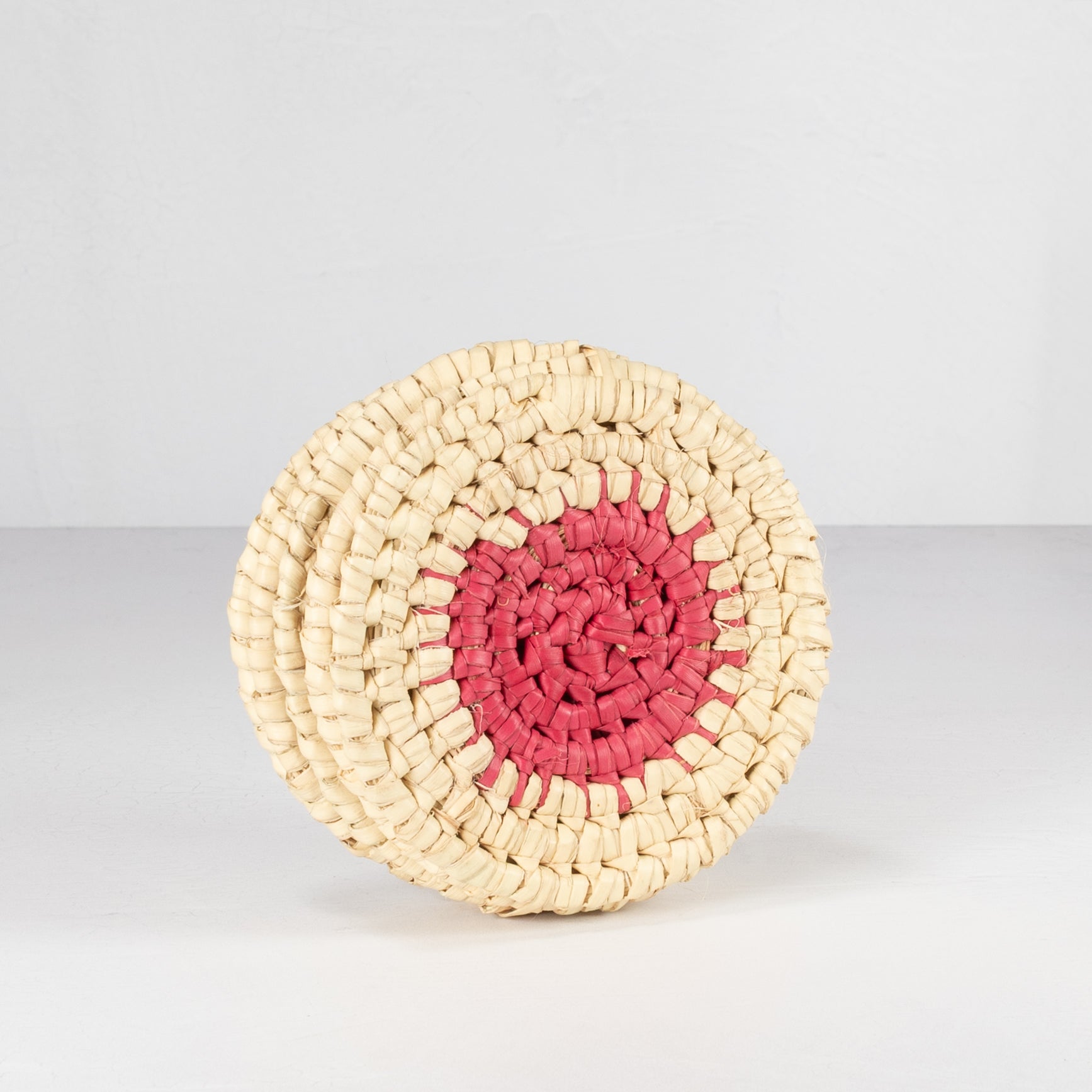 Handwoven Coaster Set - Deep Pink Center (Set of 6)
