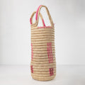 Handwoven Tall Catchall Basket - Natural & Pink