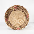 Handwoven Catchall Basket - Natural with Brown & Pink Accents