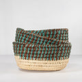 Handwoven Oval Basket - Teal, Brown & Natural