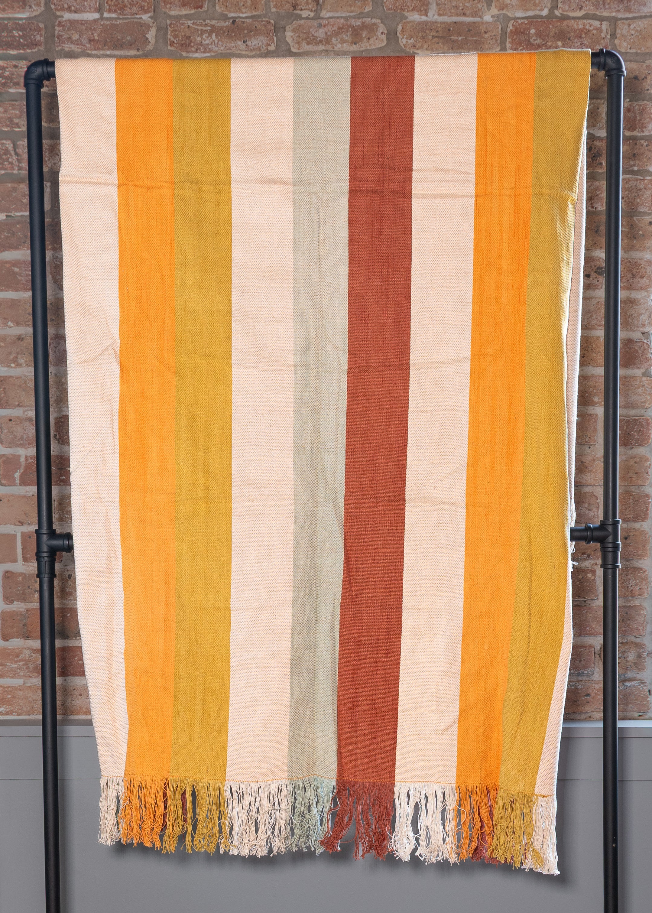 100% Cotton Throw Blanket - Striped Earth Tones