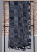 Woven Throw Blanket - Cream & Navy Stitch
