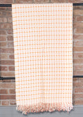 Woven Throw Blanket - Soft Pink & Orange Grid