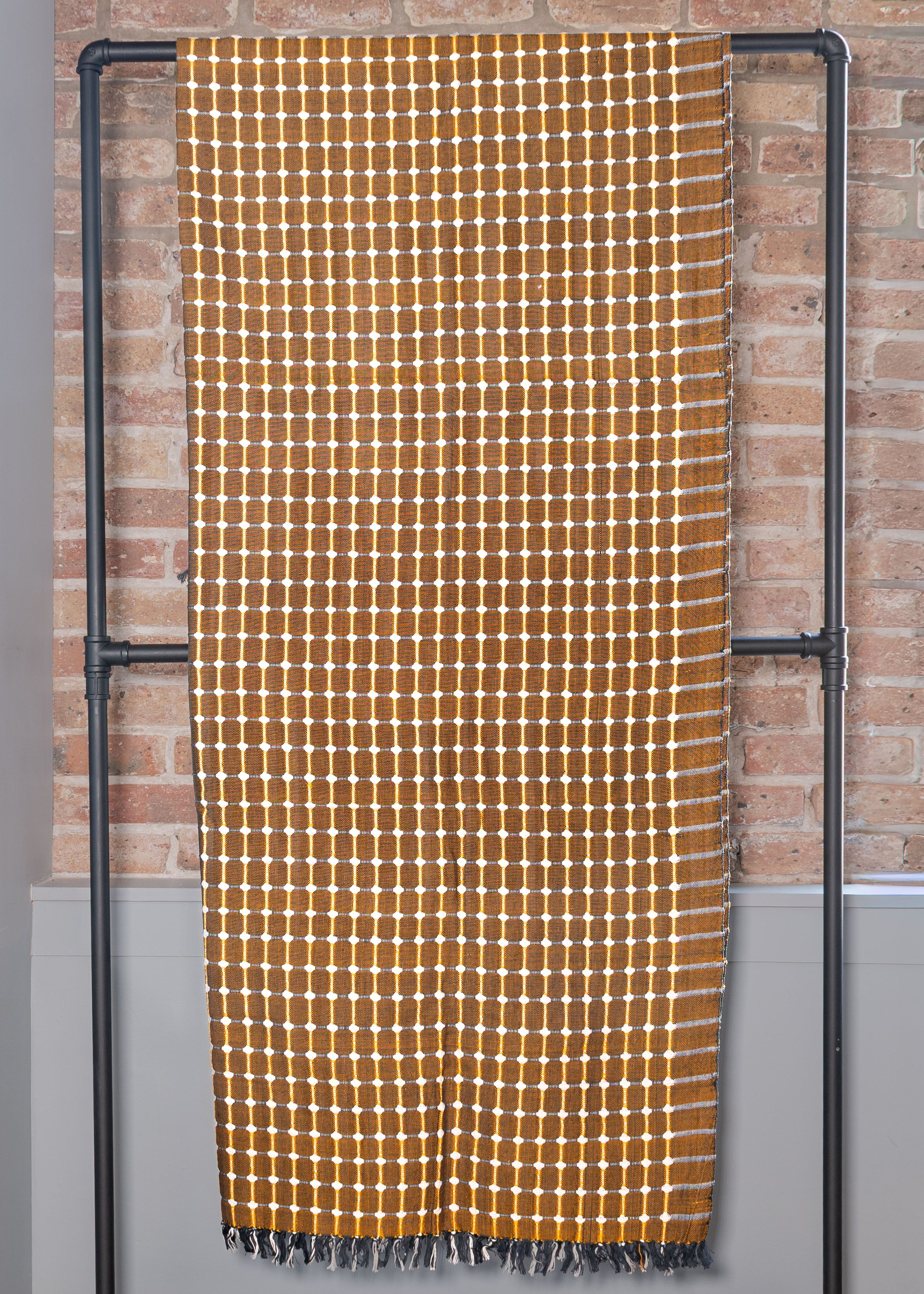 Woven Throw Blanket - Golden Olive Grid