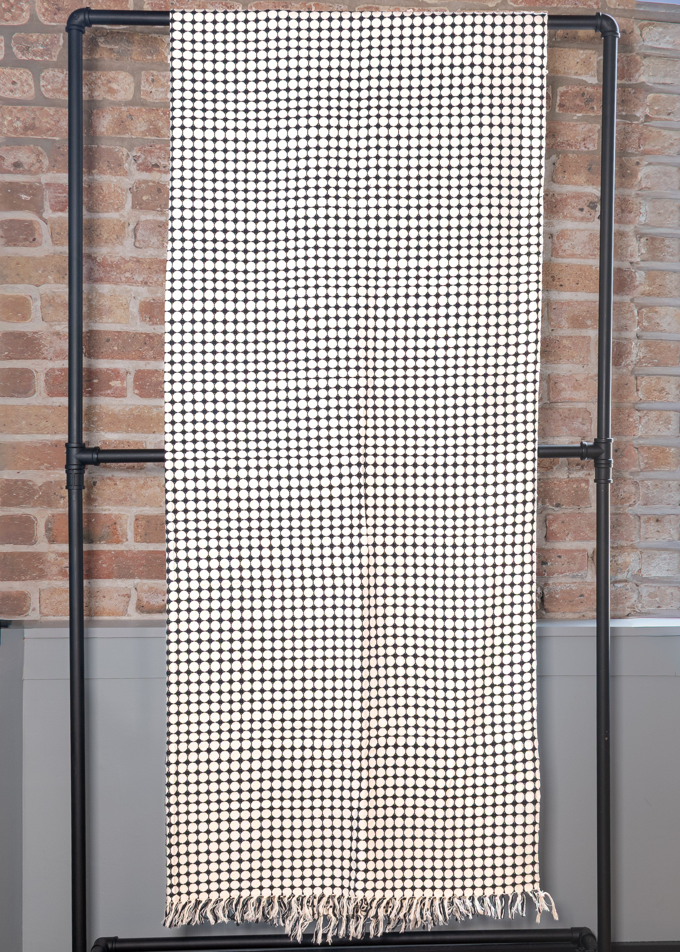 Woven Throw Blanket - Cream & Navy Circle