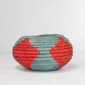 Handwoven Basket - Coral & Blue