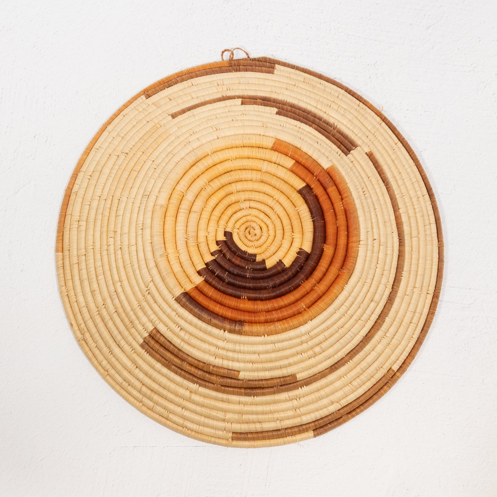 Handwoven Wall Basket - Natural & Tan Spiral