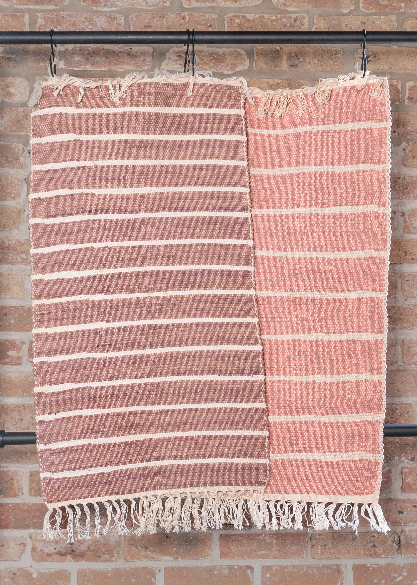 100% Cotton Handloomed Small Rug - Rose