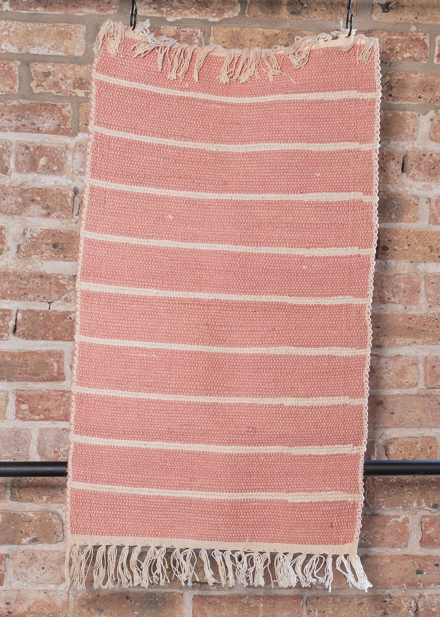 100% Cotton Handloomed Small Rug - Soft Blush