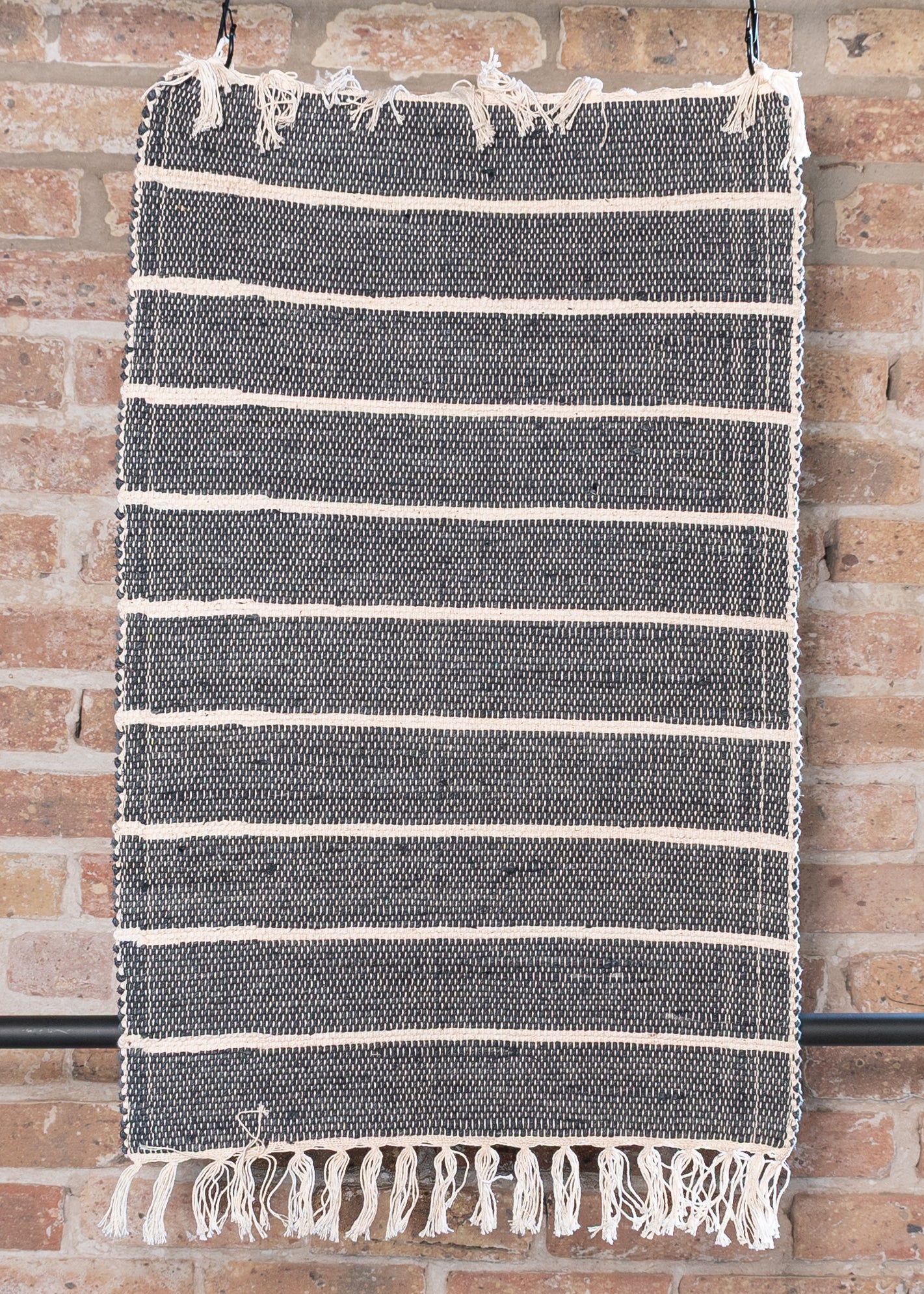 100% Cotton Handloomed Small Rug - Navy