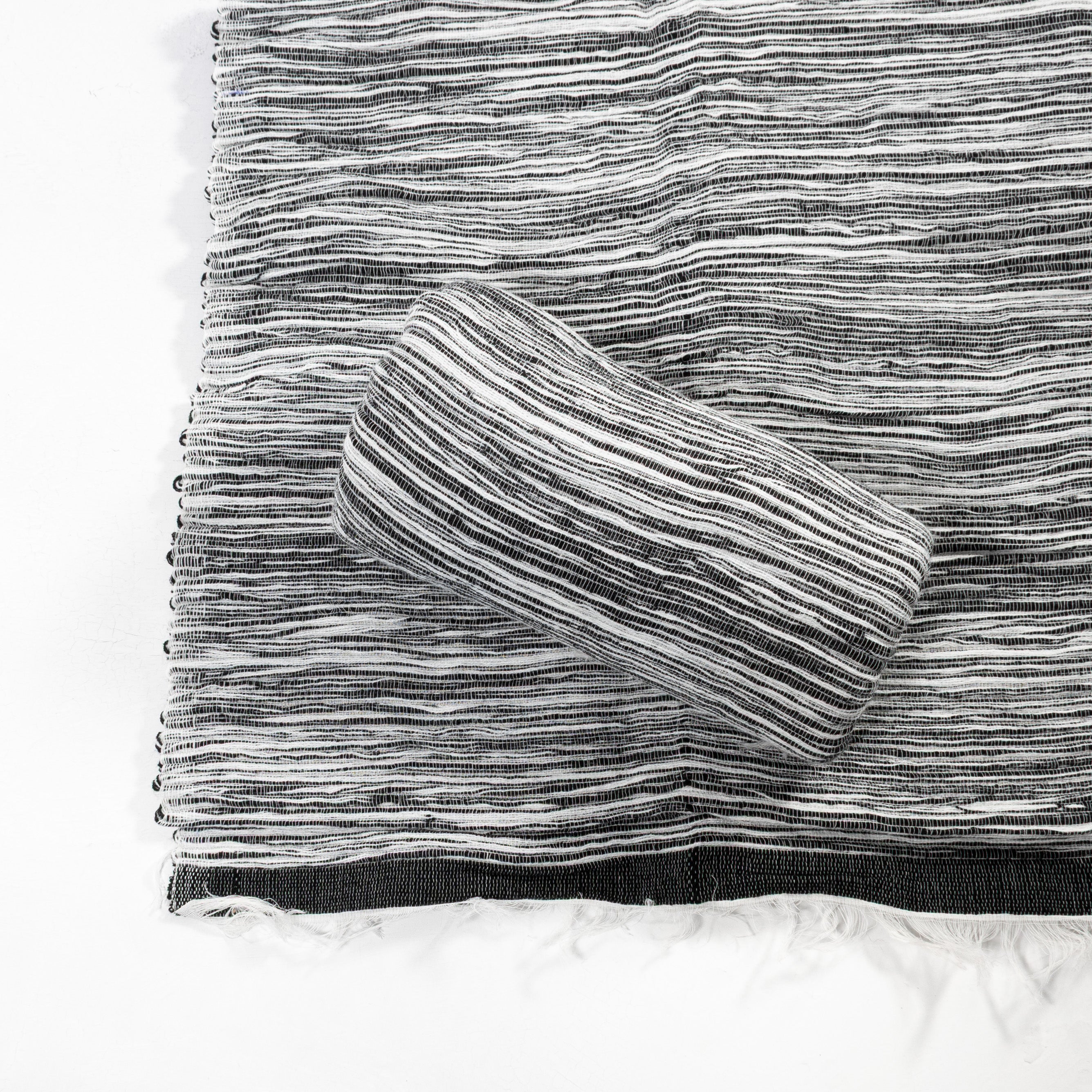 Handwoven 100% Cotton Scarf – Black & Ivory