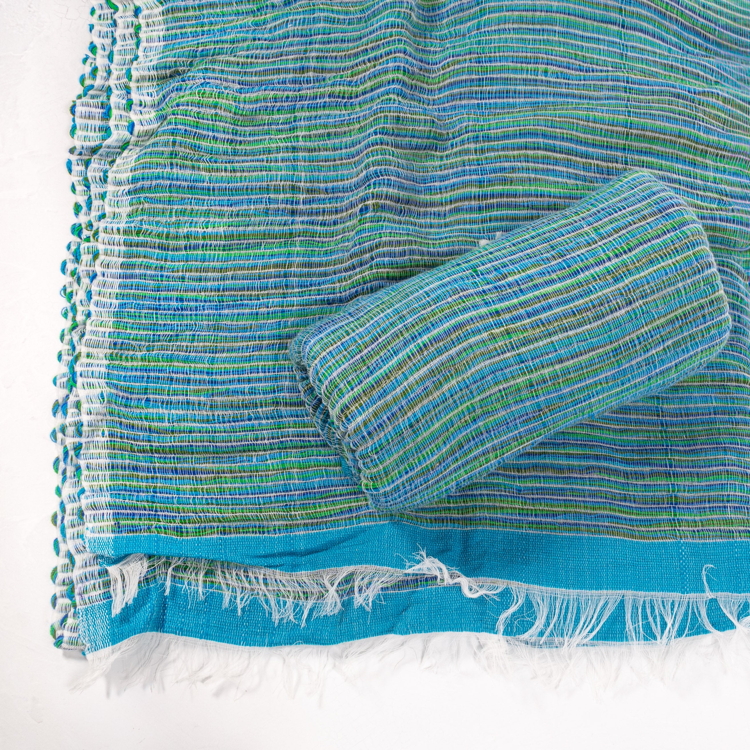 Handwoven 100% Cotton Scarf – Indigo Mix