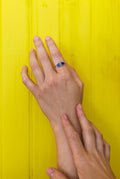 The Blue Lapis Double Triangle Ring