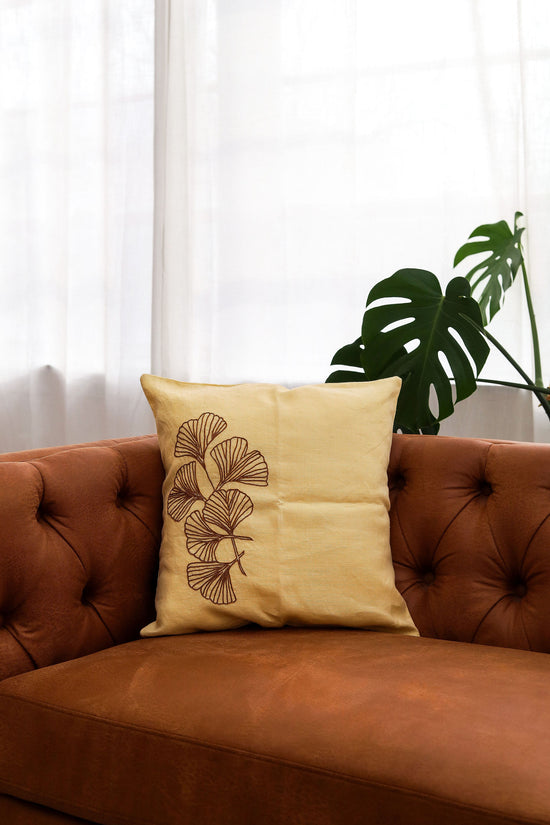 Embroidered Gingko Leaf Pillowcase
