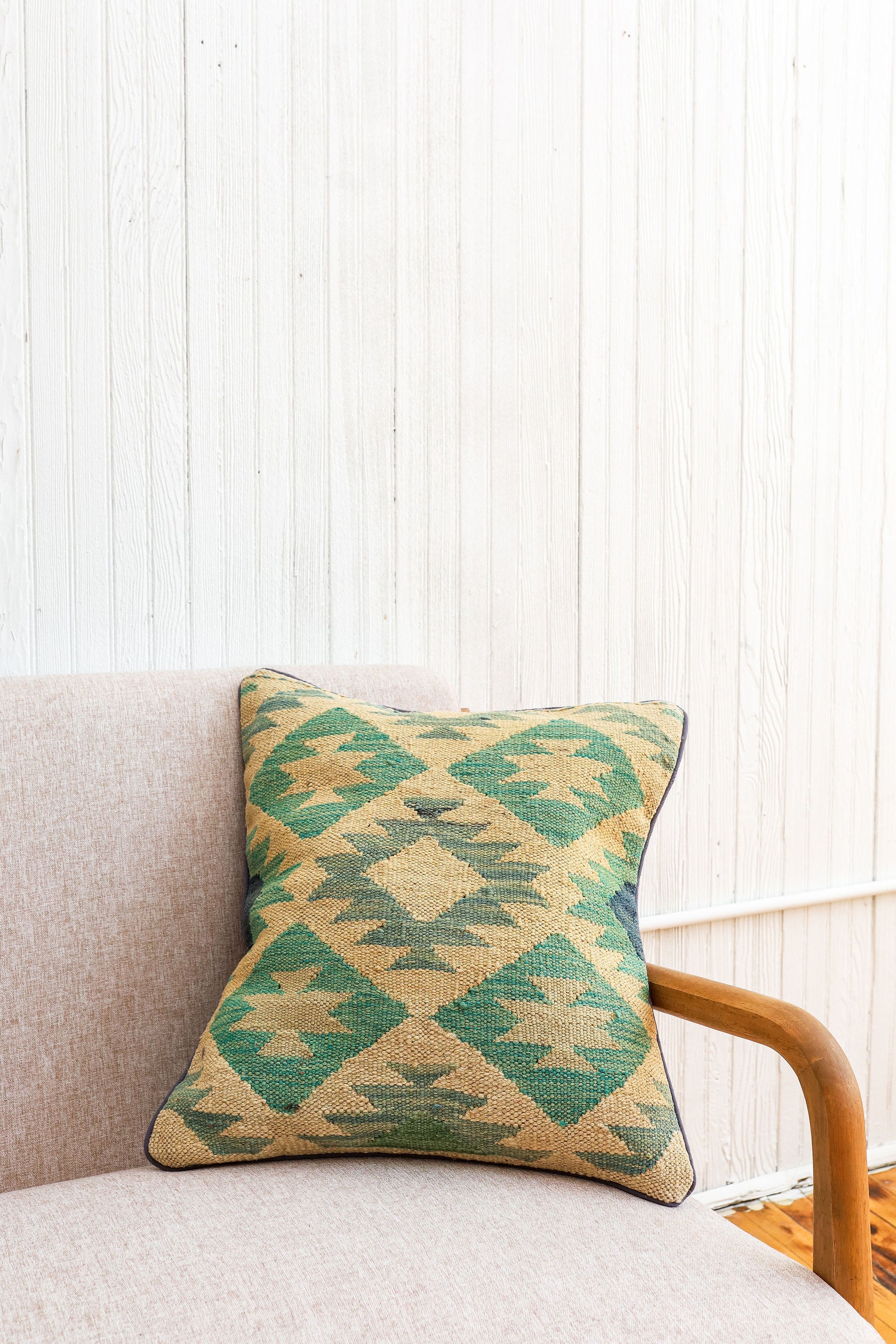 Woven Blue Geometric Pillow Cover
